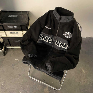 Wiaofellas Solid color letter zipper stitching jacket retro plus velvet autumn and winter tide brand thickening street couple sports jacket